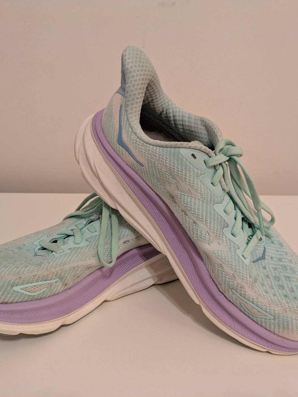HOKA Women's Mint and Lavender Running Shoes - Clifton 9